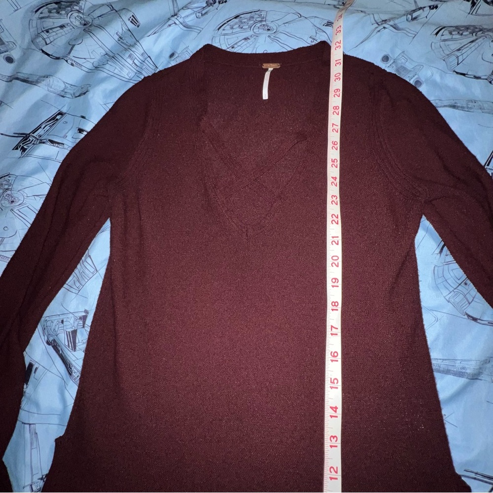 Free People Burgundy Criss Cross Tunic Sweater Dress - Picture 11 of 13